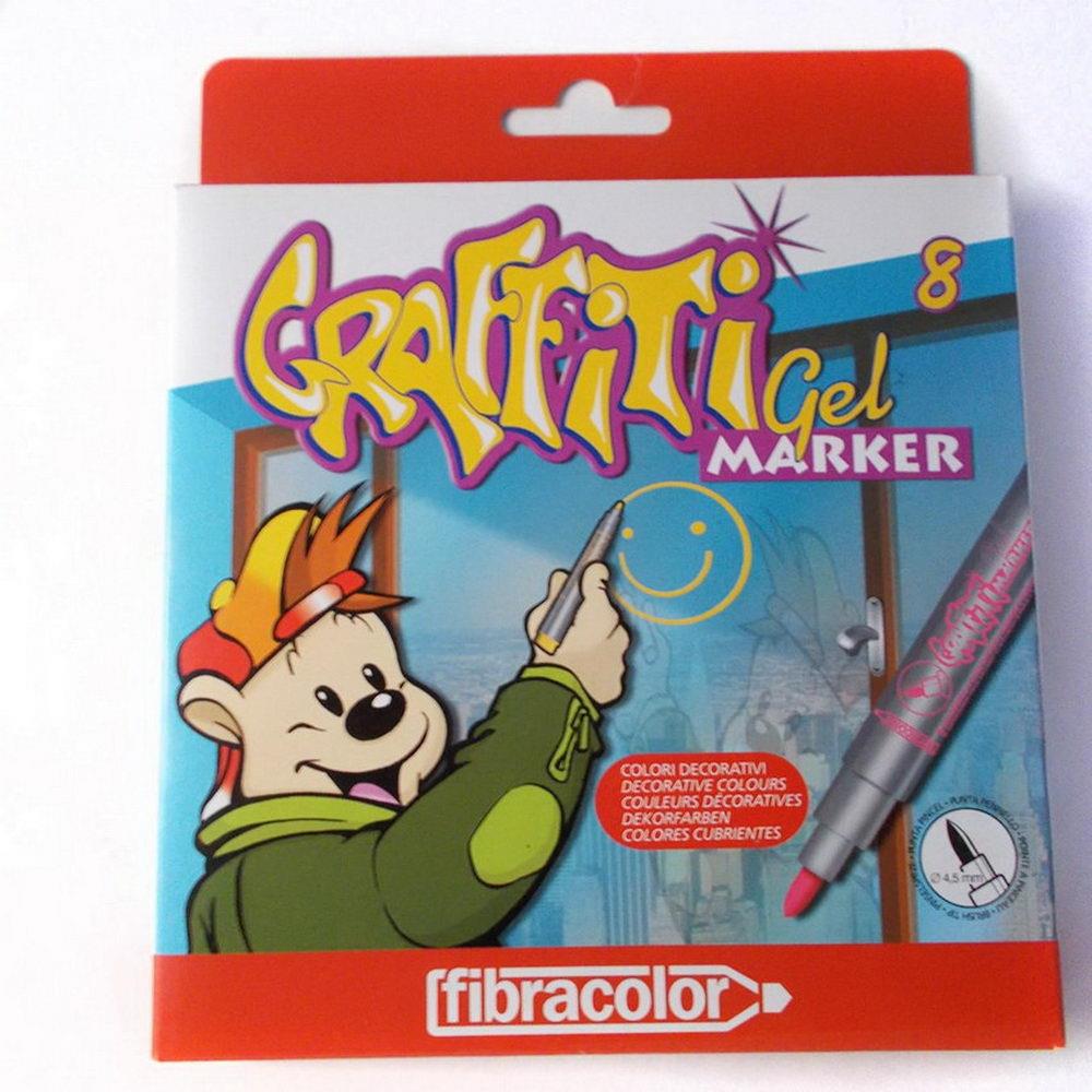Μαρκαδόροι ζωγραφικής Fibracolor graffiti marker gel 8 χρώματων 4,5mm - 1