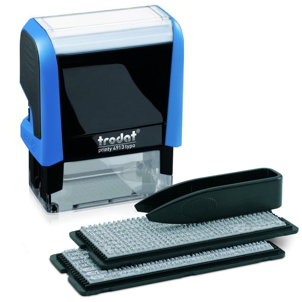 Σφραγίδα αυτοκατασκευαζόμενη 5 σειρών trodat 4913 μπλε σώμα μαύρο ταμπόν 5,8x2,2 cm