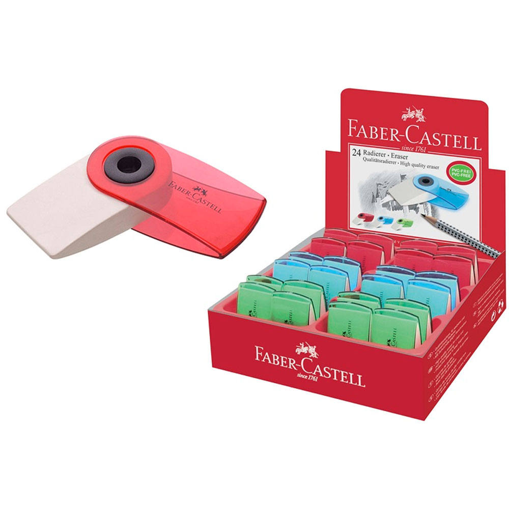 Γόμα Faber Castell mini sleeve  με καπάκι ημιδιάφανο 182412