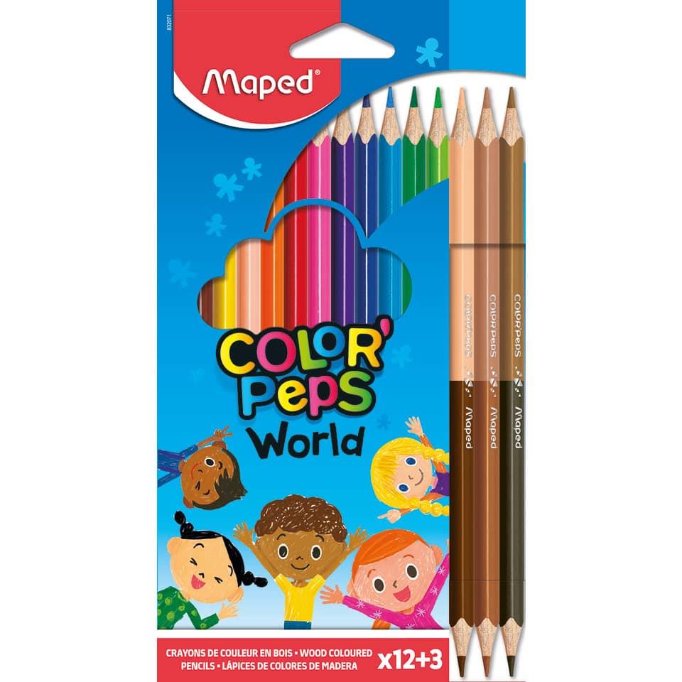 Ξυλομπογιές Maped Color peps World  x12 +3