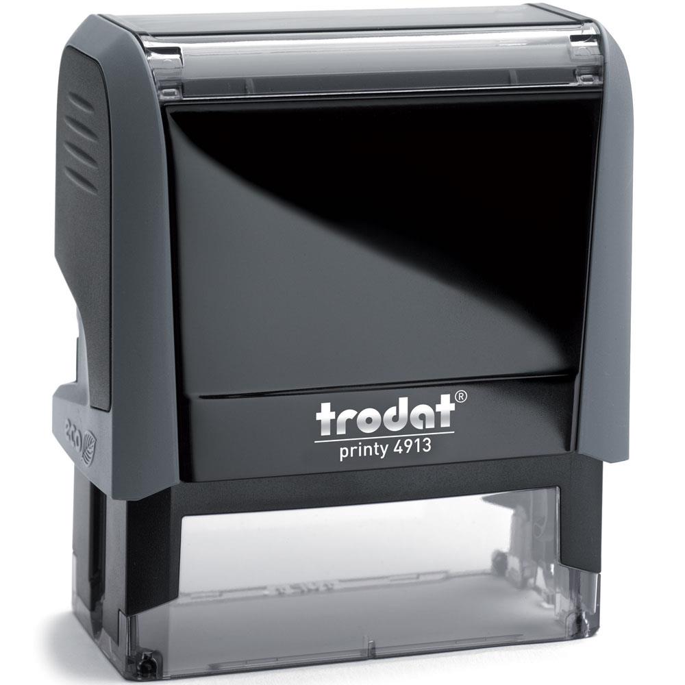 Σφραγίδα Trodat printy 4913 γκρι σώμα με μαύρο ταμπόν 5,9x2,3 cm
