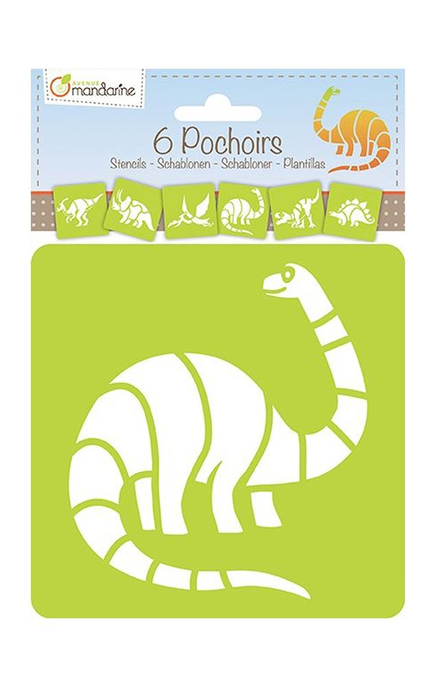Στένσιλ σετ 6 σχέδια Δεινόσαυροι 15x15 cm