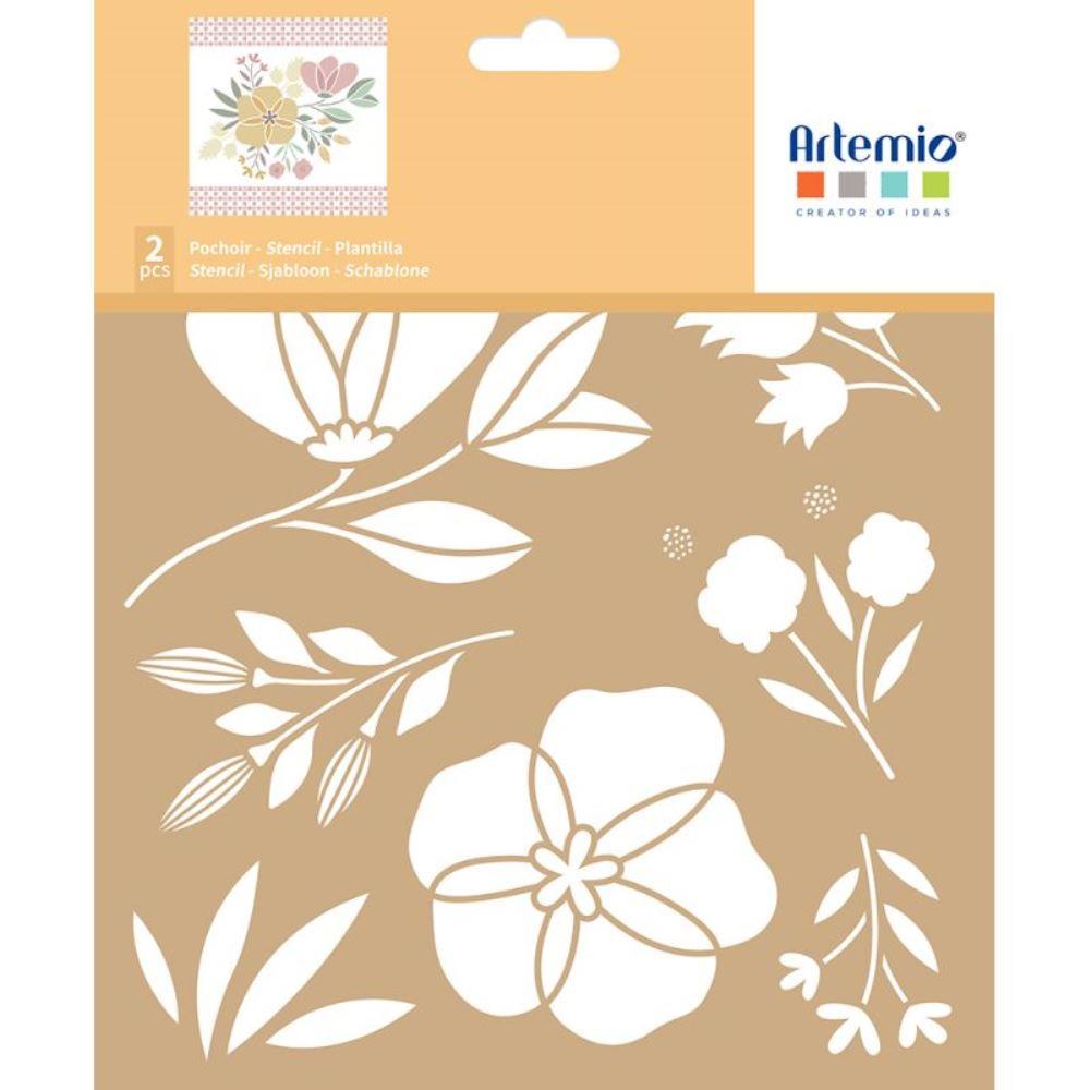 Στένσιλ kraft σετ 2 τεμ. flowers 20x20 cm