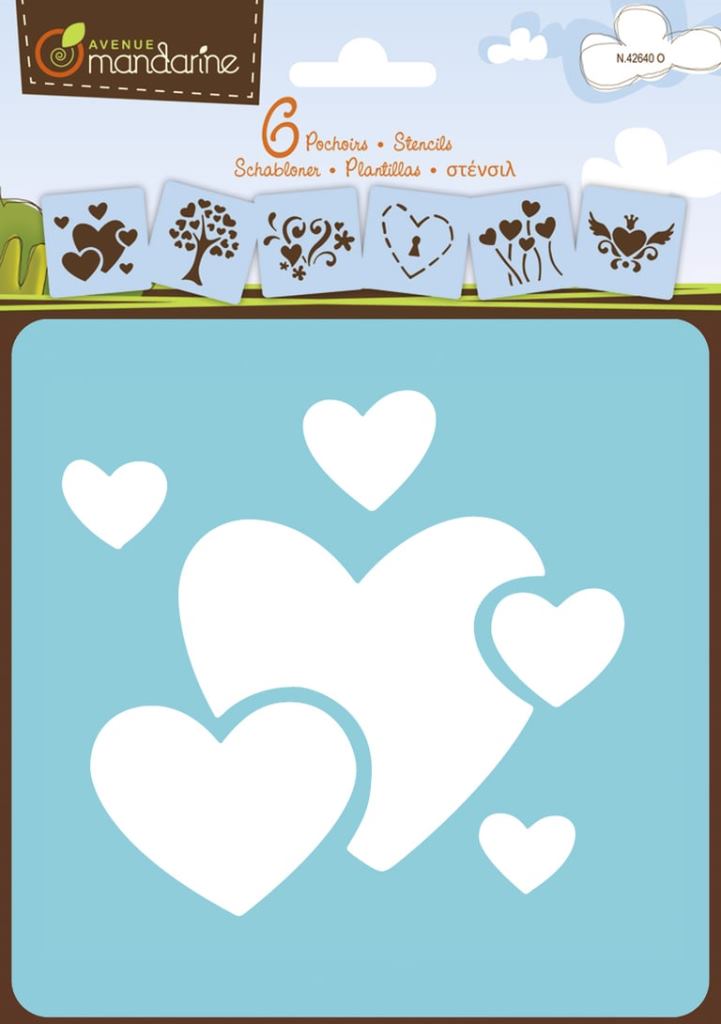 Στένσιλ σετ 6 σχέδια καρδιές 15x15 cm