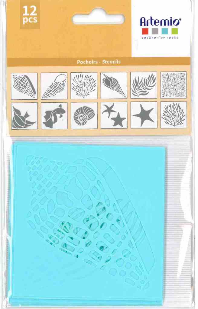 Στένσιλ σετ 12 σχέδια coral 9x9 cm