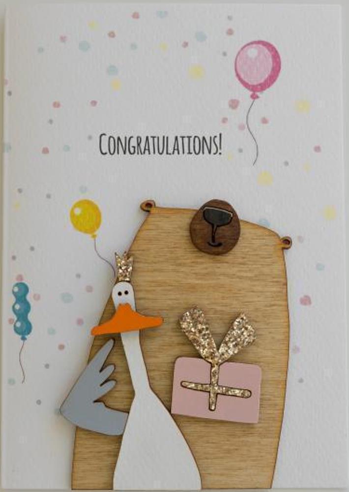 Κάρτα ευχετήρια χειροποίητη δίπτυχη 12x16 cm Congratulations