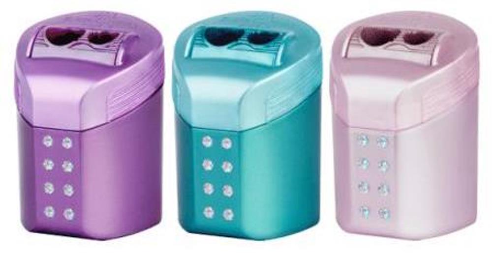 Ξύστρα Faber Castell διπλή roll-on sparkle μεταλλικό χρώμα