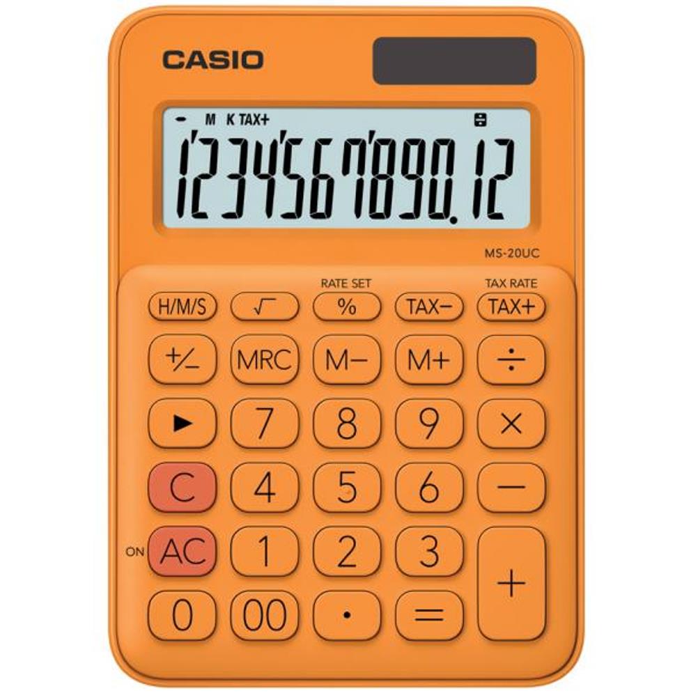 Αριθμομηχανή Casio MS-20UC 12 ψηφίων πορτοκαλί