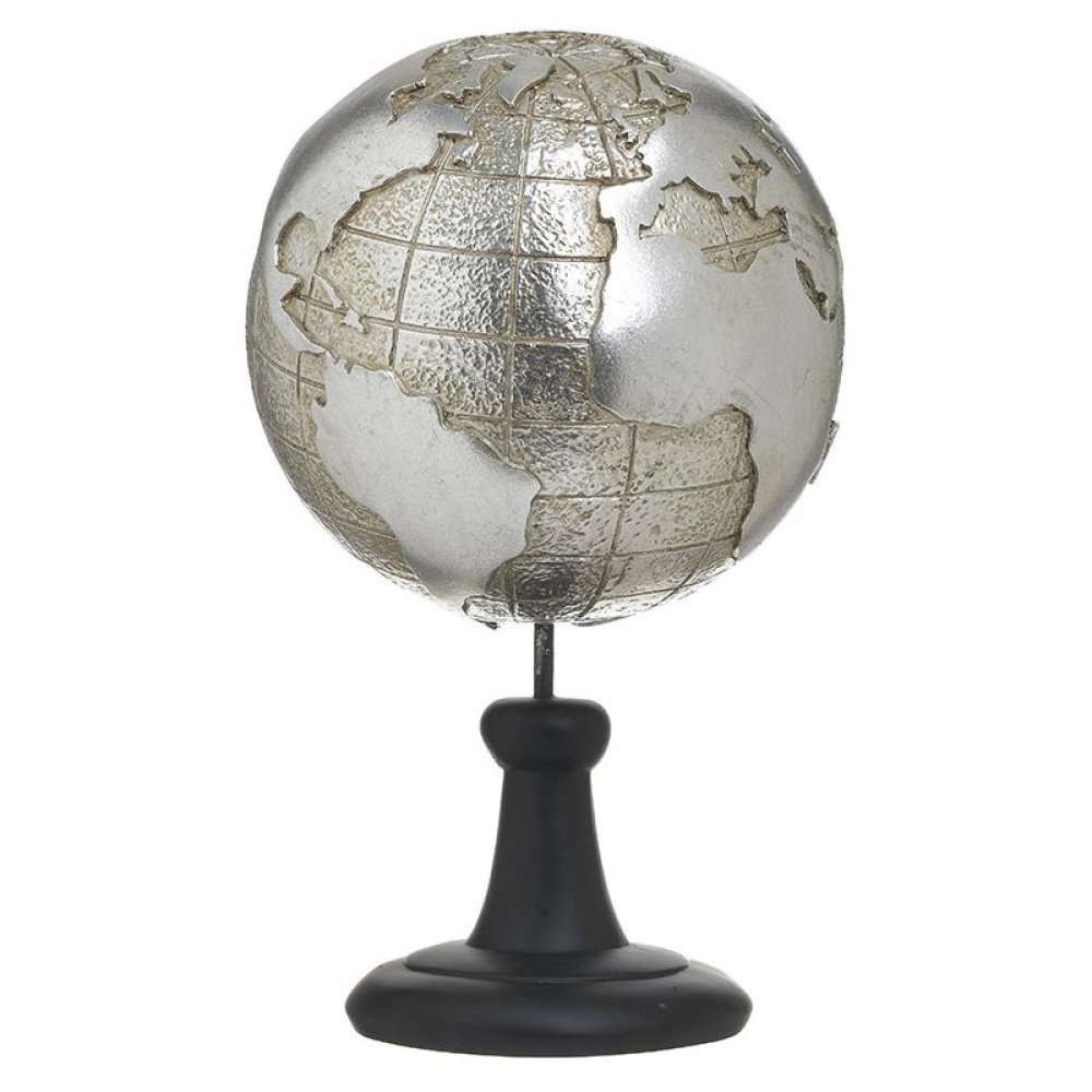 Υδρόγειος Inart μεταλλική 21x21x34 cm ασημί/μαύρο