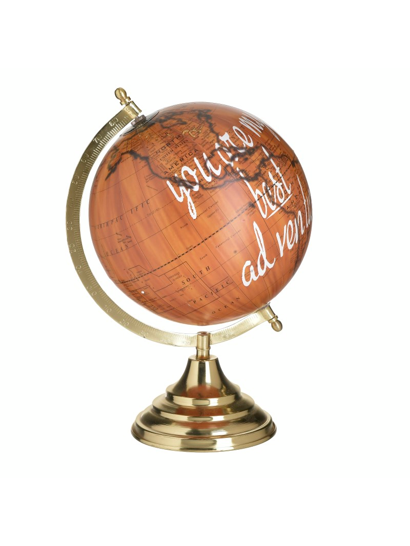 Υδρόγειος Inart μεταλλική 24x24x34 cm χρυσή/πορτοκαλί