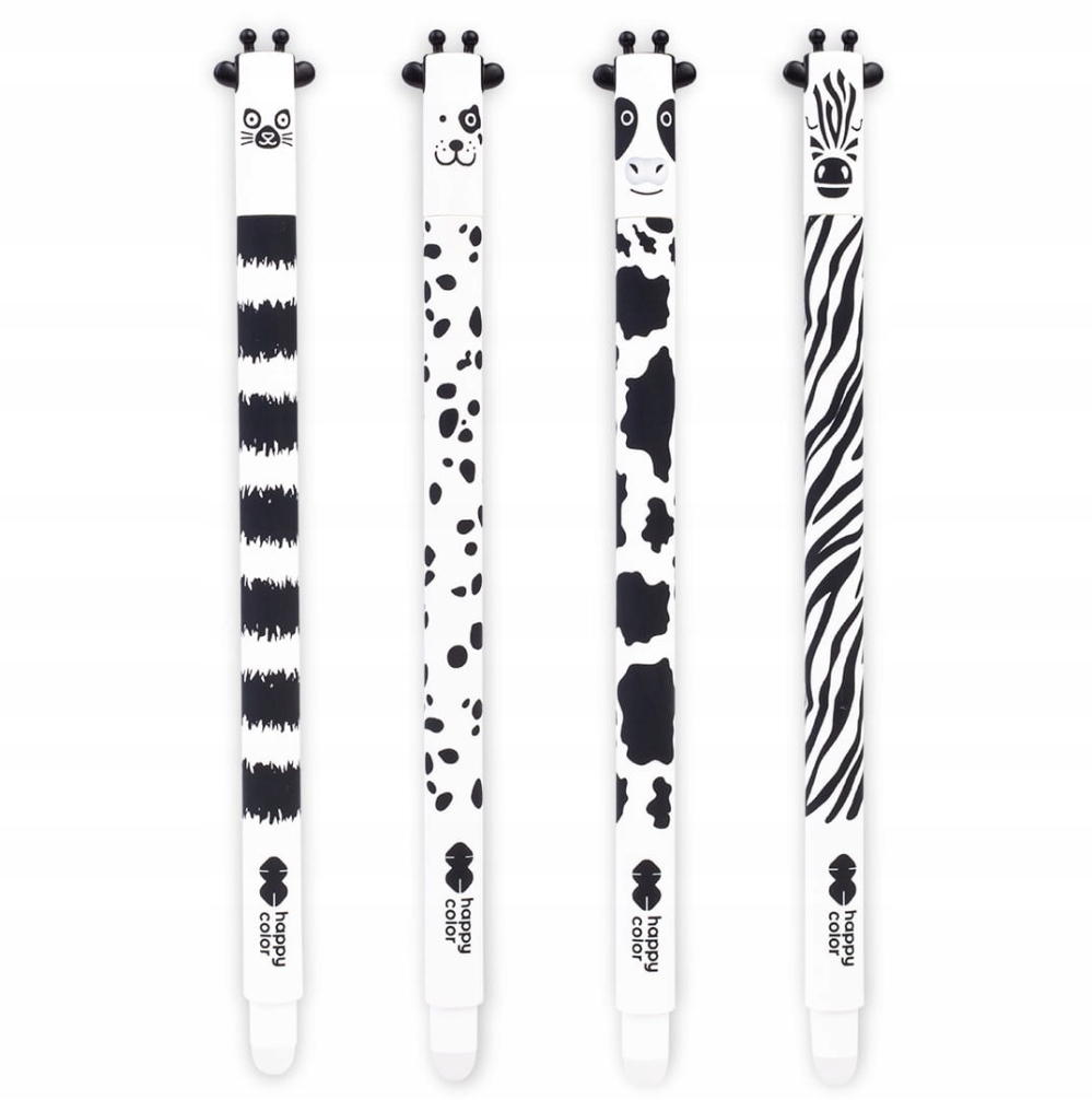 Στυλό Happy color Gel erasable 0,5 mm Ζωάκια άσπρο - μαύρο