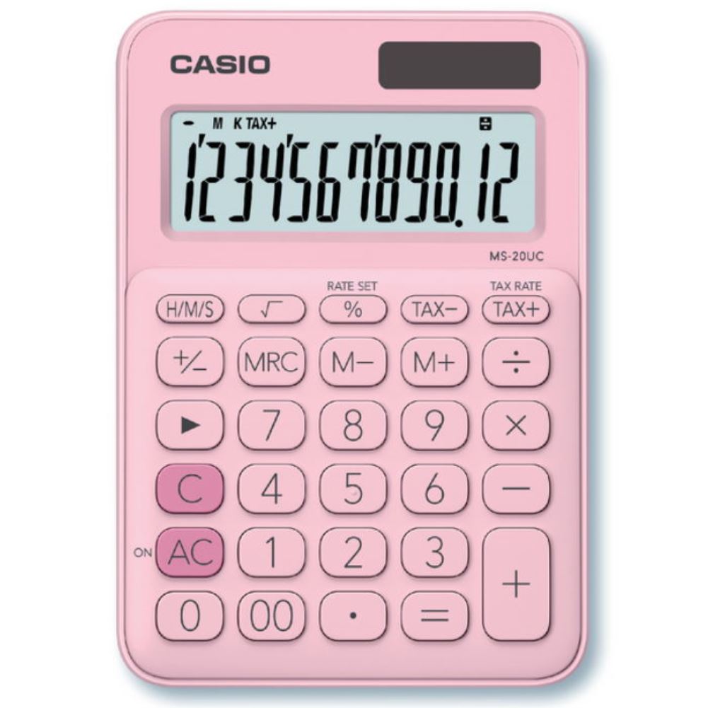 Αριθμομηχανή Casio MS-20UC 12 ψηφίων ροζ