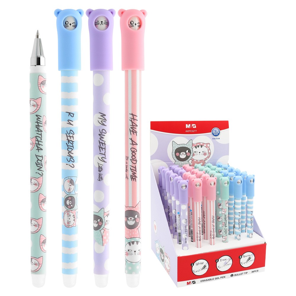Στυλό M&G cats erasable 0,5 mm gel μπλέ