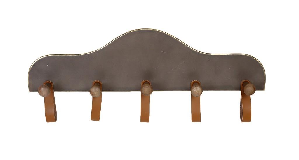 Κρεμάστρα Espiel μεταλλική καφέ 5 θέσεων με pu λεπτομέρειες 63 cm