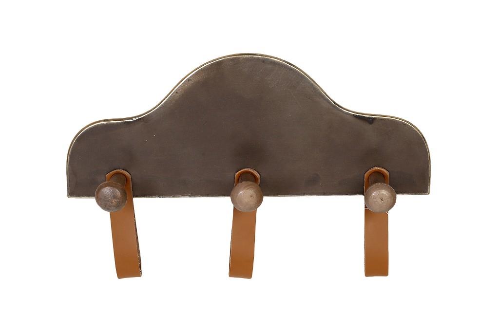 Κρεμάστρα Espiel μεταλλική καφέ 3 θέσεων με pu λεπτομέρειες 37 cm