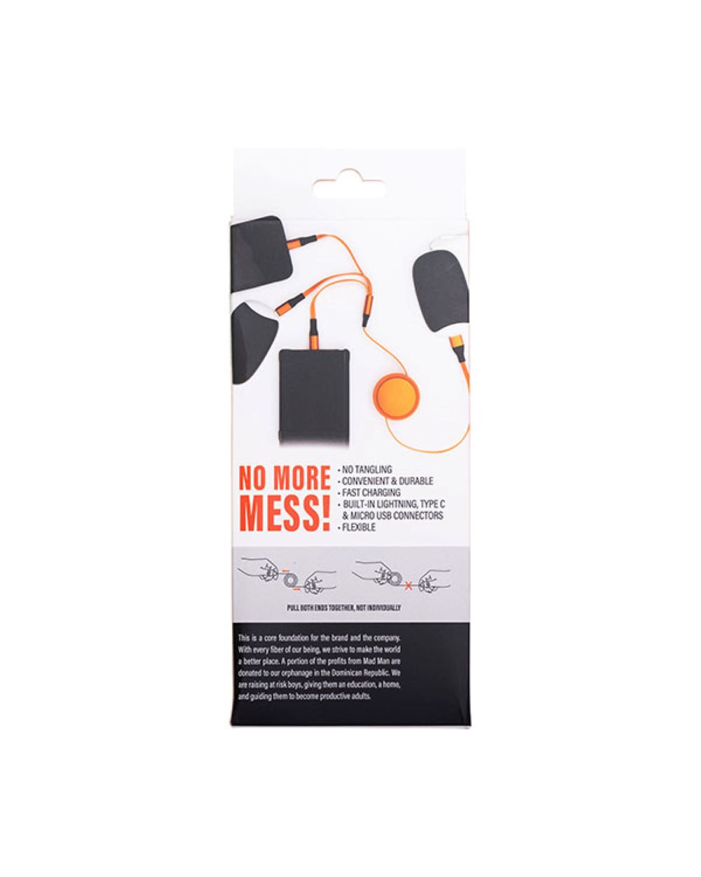 Ανασυρόμενος φορτιστής Mad Man με θύρα Lightning, USB-C και microUSB